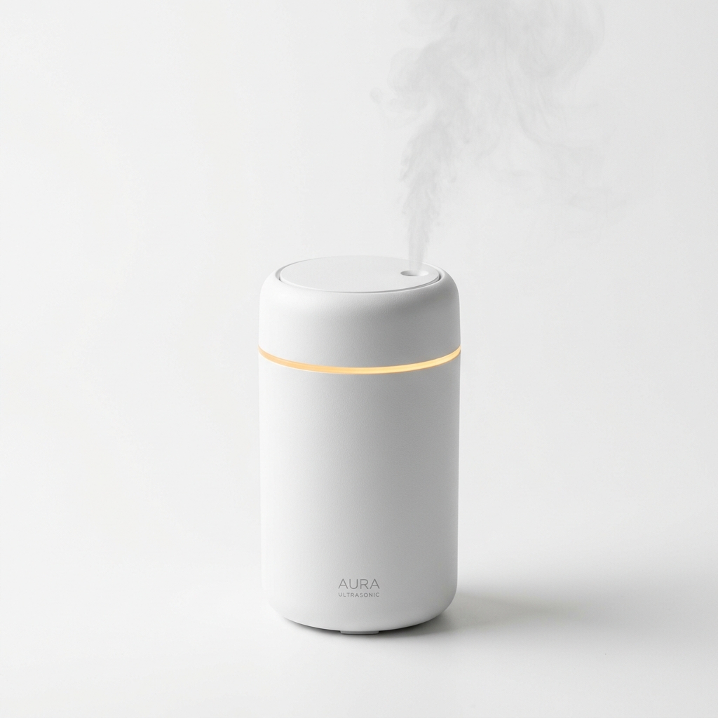 AeroMist Ultrasonic Compact Desk Humidifier with Warm Ambient Light